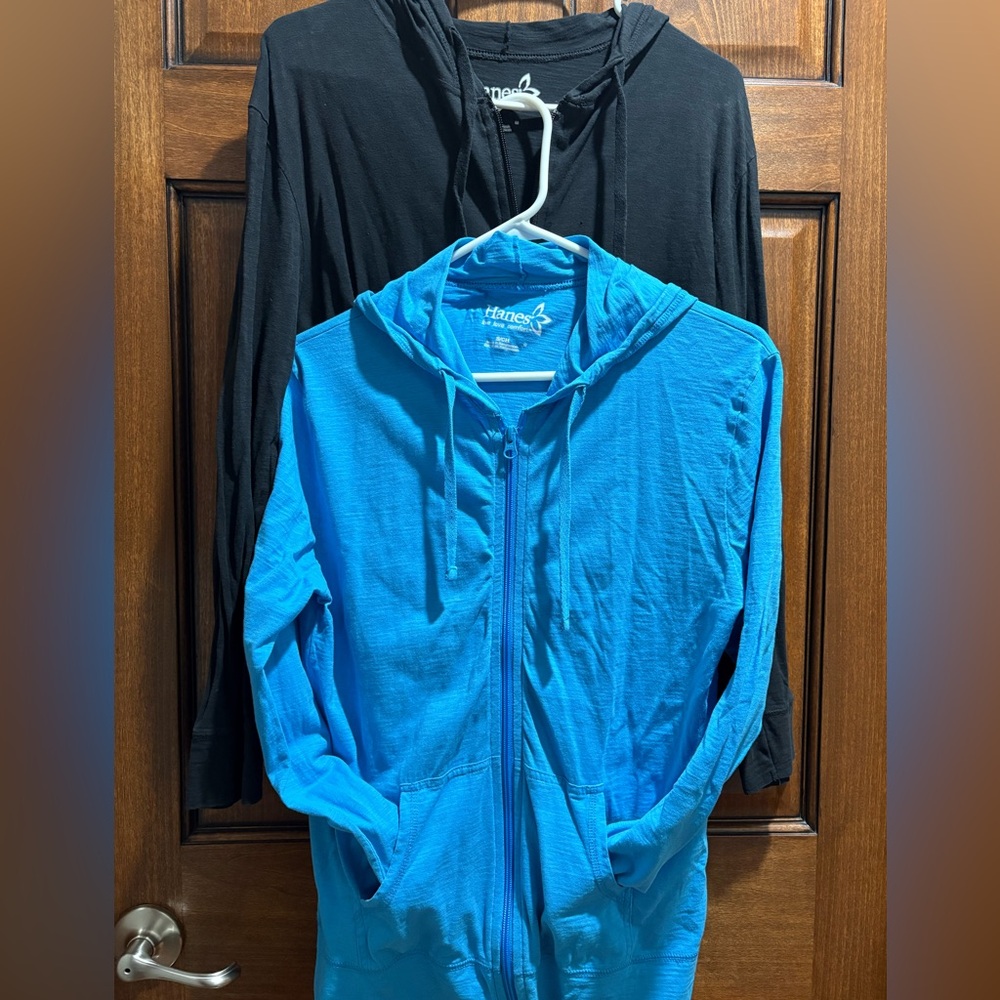 Hanes Full-Zip Hoodies. Blue and black. Women’s Small.